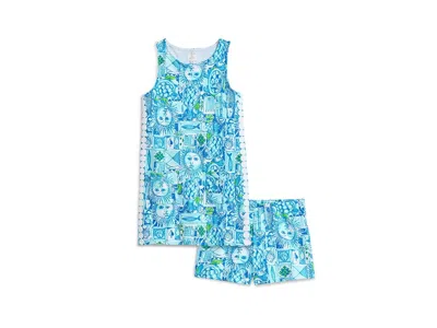 Lilly Pulitzer Mini Romey Knit Shift Set (toddler/little Kid/big Kid) Girl's Dress Mint Condition Harlillyquin: Xl  In Blue