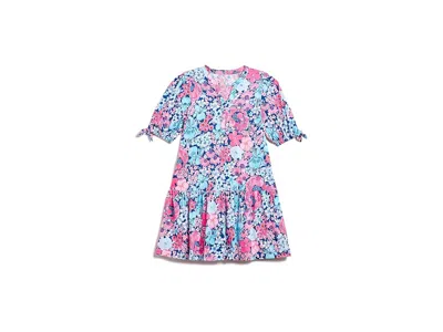 Lilly Pulitzer Mini Shae Dress (toddler/little Kid/big Kid) Girl's Dress Starlight Navy In All Her Glory: Xs (2t-3t In Blue