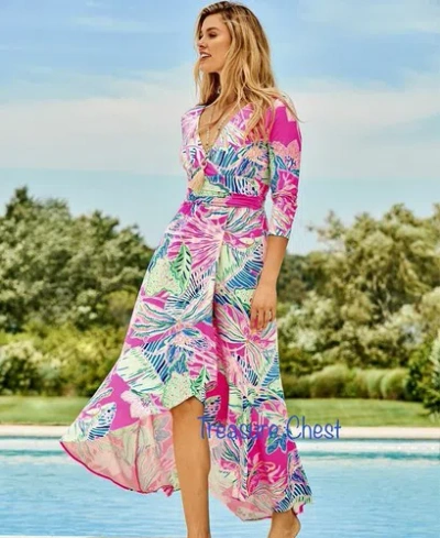 Pre-owned Lilly Pulitzer Montague Maxi Dress Raz Berry Sunset Soiree ? Size M,xl