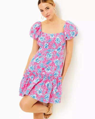 Lilly Pulitzer Nastia Cotton Dress In Roxie Pink Wave N Sea