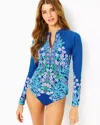 Lilly Pulitzer Nayte Rashguard Swim Top In Barton Blue Seacret Escape Engineered Rashguard