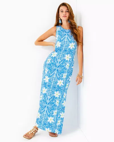 Lilly Pulitzer Noelle Maxi Dress In Lunar Blue My Flutter Half Engineered Knit Maxi Dre