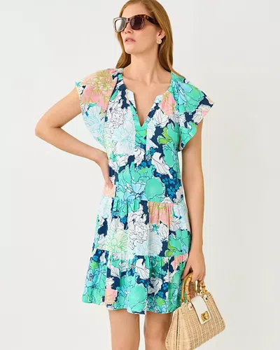 Lilly Pulitzer Norella Flutter Sleeve Linen Dress In Multi