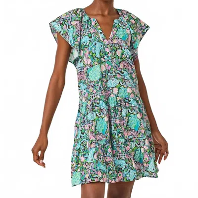 Lilly Pulitzer Norella Flutter Sleeve Linen Dress In Multi Royal Zoo In Blue