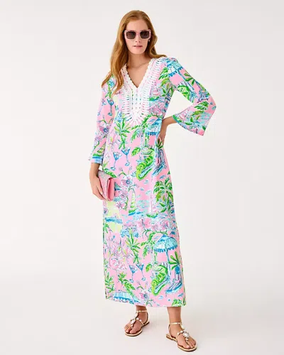 Lilly Pulitzer Ocleppo V-neck Maxi Caftan In Green