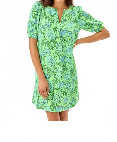 LILLY PULITZER OLIVINE SHORT SLEEVE DRESS IN COOL MINT CATCHIN RAYS