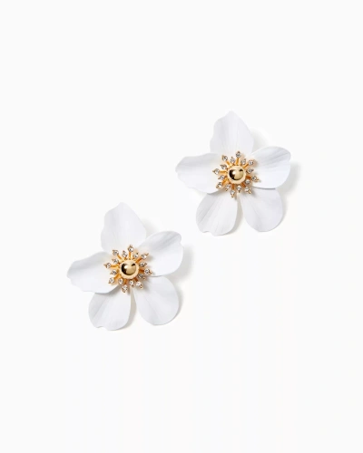 Lilly Pulitzer Oversized Orchid Earrings In Resort White