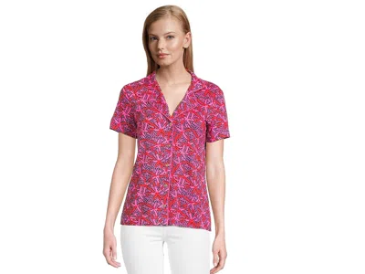 Lilly Pulitzer Pajama Knit Short Sleeve Button-up Top In Multi