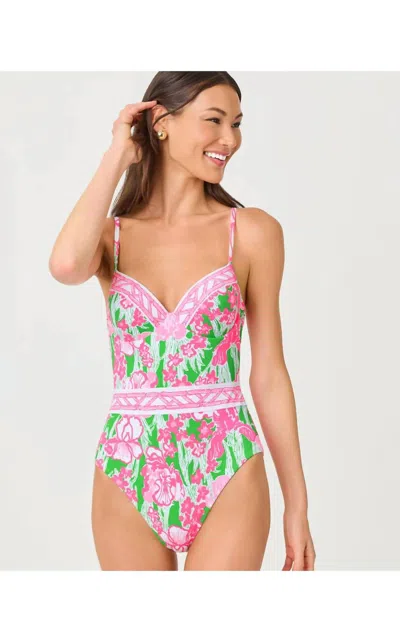 Lilly Pulitzer Palma One Piece Swimsuit In Putting Green Hannah Golf In Multi