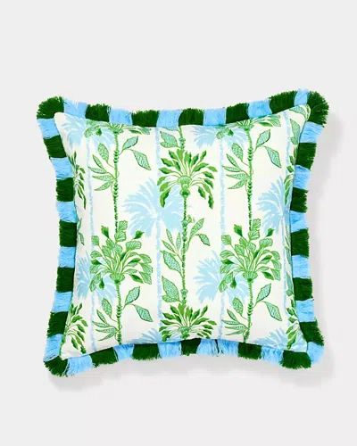 Lilly Pulitzer Pillow Cover With Striped Fringe In Green
