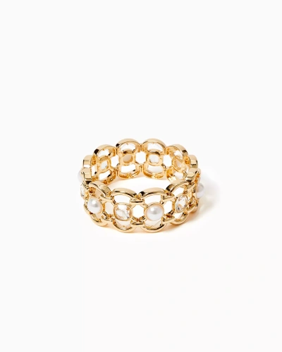 Lilly Pulitzer Pink Palms Cuff Bracelet In Gold Metallic