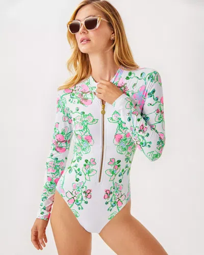 Lilly Pulitzer Randee Rashguard One-piece Swimsuit In Multi Orchids On The Avenue Engineered Rashgua