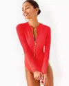 Lilly Pulitzer Randee Rashguard One-piece Swimsuit In Rococo Red
