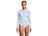 Lilly Pulitzer Randee Rashguard One-piece Swimsuits Womens White Blue Buu581 In Multi