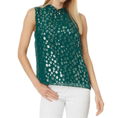 Lilly Pulitzer Rayalynne Silk Top In Villa Green Silk Bubbly Clip In Multi