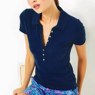 Lilly Pulitzer Reema Short Sleeve Top In Aegean Navy