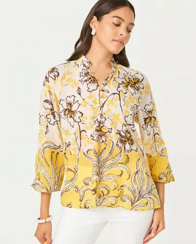 Lilly Pulitzer Renisha Long Sleeve Top In Estelle Yellow Bumbley Buzz