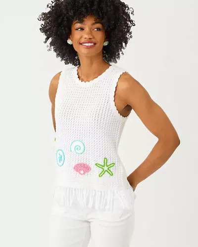 Lilly Pulitzer Roe Crochet Sweater Shell Tank In White