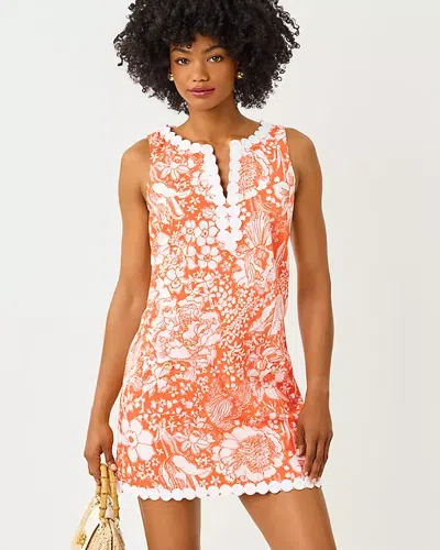 Lilly Pulitzer Romey Shift Romper In Sunset Orange Budding Romance In Pink