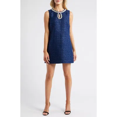 Lilly Pulitzer ® Ronan Embellished Tweed Skirted Romper In Blue