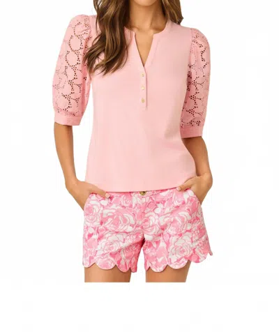 Lilly Pulitzer Ronson Eyelet Knit Top In Pink Muse In Brown