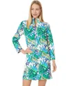 Lilly Pulitzer Rosie Dress Womens Multicolor Tropical Print V-neck Buu974 In Blue