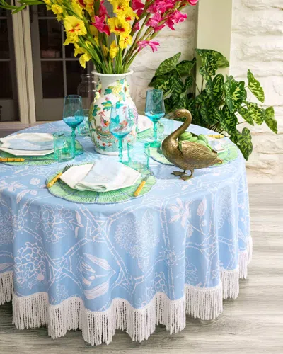 Lilly Pulitzer Round Fringe Tablecloth In Hydrangea Blue Lilly Garden Botanical Home