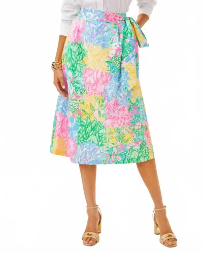 LILLY PULITZER ROWENA MIDI SKIRT IN MULTI BRIGHT DELIGHT PATCH