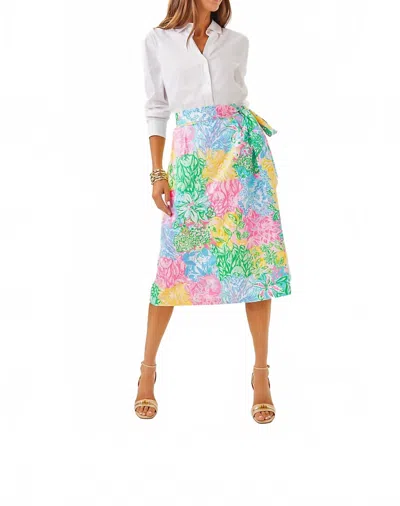 LILLY PULITZER ROWENA MIDI SKIRT IN MULTI BRIGHT PATCH DELIGHT