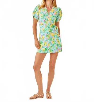 Lilly Pulitzer Sailynn Short-sleeve Romper In Bluette Make Lemonade In Green
