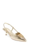 Lilly Pulitzer Schuyler Kitten Heel Slingback Shoe In Gold Metallic