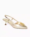 Lilly Pulitzer Schuyler Kitten Heel Slingback Shoe In Gold Metallic