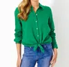 Lilly Pulitzer Sea View Linen Button Down Top In Multi