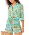 Lilly Pulitzer Sea View Button Down Top In Blue