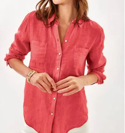 Lilly Pulitzer Sea View Button Down Top In Cane Coral X Sorbet Pink In Red