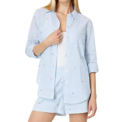 Lilly Pulitzer Sea View Button Down Top In Hydra Blue Seaside Star Jacquard Stripe