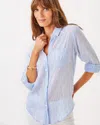 Lilly Pulitzer Sea View Button Down Top In Jacaranda Blue Ltwt Oxford Stripe