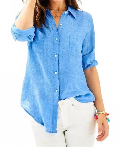 Lilly Pulitzer Sea View Button-down Blouse In Beckon Blue In Multi