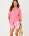 Lilly Pulitzer Sea View Linen Button Down Shirt In Pink