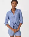 Lilly Pulitzer Sea View Linen Button Down Shirt In Blue