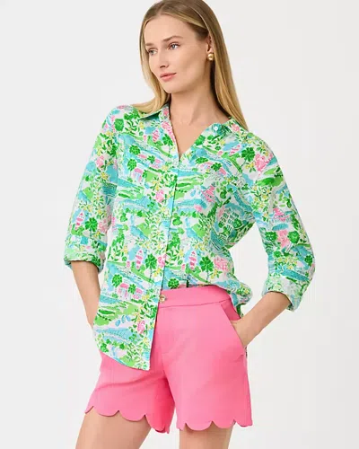 Lilly Pulitzer Sea View Linen Button Down Shirt