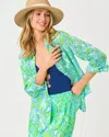 Lilly Pulitzer Sea View Linen Button Down Shirt In Green