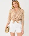 Lilly Pulitzer Sea View Linen Button Down Shirt In Iced Latte Lil Jims Stuff