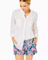 Lilly Pulitzer Sea View Linen Button Down Top In Animal Print