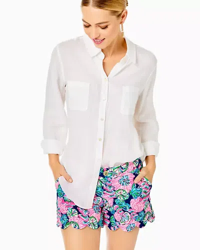 Lilly Pulitzer Sea View Linen Button Down Top In Animal Print