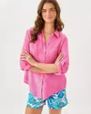 Lilly Pulitzer Sea View Linen Button Down Top In Multi