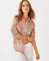 Lilly Pulitzer Sea View Linen Button Down Top In Rousseau Pink Mane Character Energy