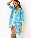Lilly Pulitzer Sea View Linen Cover-up In Las Olas Aqua