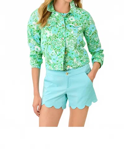 Lilly Pulitzer Seaspray Linen Jacket In Mint Condition Burst Of Joy In Blue