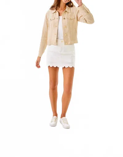 Lilly Pulitzer Seaspray Linen Jacket In Wicker Tan X Resort White In Multi